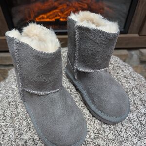 Gray Shearling-Lined Boots